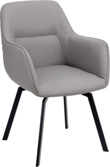 Baroni Home Moderner Drehsessel mit Armlehnen und Bezug aus Kunstleder und Beinen aus schwarzem Stahl, Sitzfläche für Wohnzimmer, Schlafzimmer, Leseecke, Grau, 55 x 85 x 47 cm