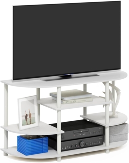 Furinno JAYA Schlichtes Design Eck-TV-Ständer, Weiß/Weiß
