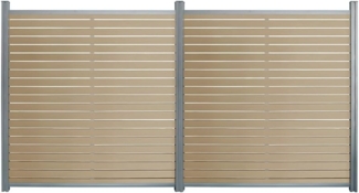 HOME DELUXE WPC Sichtschutzzaun ALIRA Teak - 2 x Element + 3 x Pfosten