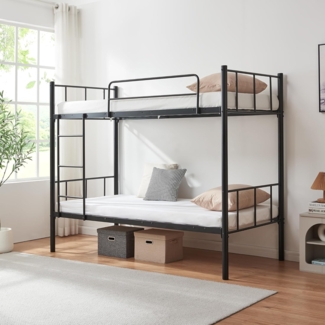Metall-Etagenbett Berimma 90x200 cm Schwarz [en. casa]