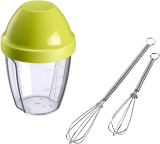 WESTMARK Dressing Shaker Set 3-tlg.: 2 Mini-Schneebesen + 1 Schüttelbecher (0,25 l), PP, PE, SAN, Edelstahl