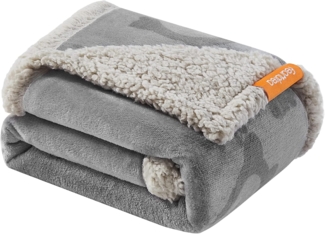 Feandrea wasserdichte Hundedecke, Sherpa Fleece Haustier Decke für Miniaturhunde und kleine Hunde, Katzen, 101 x 73 cm, M, maschinenwaschbar, beidseitiger Sofabezug-Schutz, grau PPB040G01