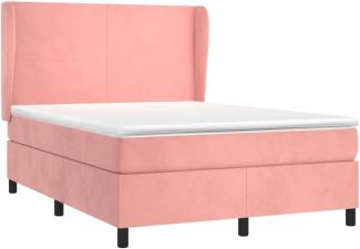 vidaXL Boxspringbett mit Matratze Rosa 140x200 cm Samt 3129098