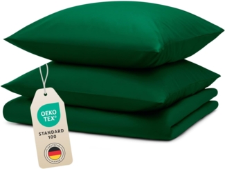 Blumtal Bettwäsche 240x220 cm & 2 Kissenbezüge 80x80 cm - Bettbezüge aus Atmungsaktivem Mikrofaser, Superweiches Bettbezug Set, Oeko-Tex Zertifiziert, 3teilig - Dunkelgrün