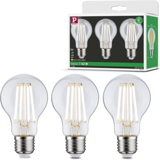 Paulmann 29132 Eco-Line Filament 230V LED Birne E27 3er-Pack 3x840lm 3x4W 3000K Klar Leuchtmittel
