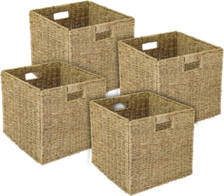 HMF Regalkorb Aufbewahrungskorb, Korb geflochten aus Seegras, passend für Kallax Regale 32 x 34,5 x 32 cm, natur