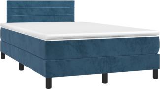 vidaXL Boxspringbett mit Matratze & LED Dunkelblau 120x200 cm Samt 3134457