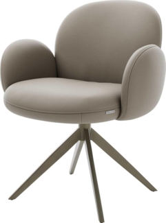 Drehstuhl Nube-Flex mit Armlehnen Echt-Leder Schlamm Kreuzgestell breit Effektfinish Titan 360° drehbar Taschenfederkern