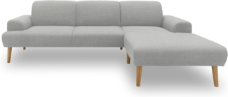 DOMO. collection Ecksofa Salinas, Sofa mit Federkern in L-Form, moderne Couch mit Holzfüßen und schwebender Optik, Eckcouch, Polsterecke, 292 x 176 x 83 cm (BxTxH), silber