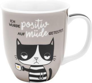 H:) PPY life Tasse mit Motiv "Katze müde" | Kaffeetasse, Porzellan, 40 cl | Tasse mit Spruch, Geschenk | 47925