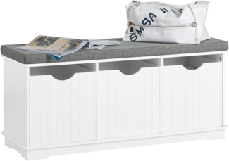 SoBuy Schuhbank FSR30, Schuhregal mit Sitzfläche, Sitzbank mit Stauraum Schuhtruhe, Spielzeugkiste Spieltruhe mit 3 Körben für Stauraum, Flur Wohnzimmer