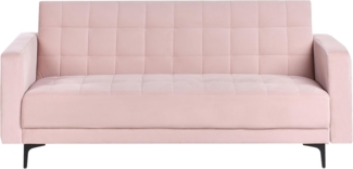 Schlafsofa ABERDEEN Samtstoff Pastellrosa 3-Sitzer