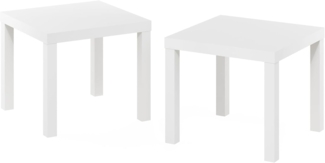 Furinno Klassisch Beistelltisch, Holzwerkstoff, Weiß, 2-Pack