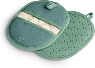 Springlane Topfhandschuhe SPRINGLANE Topflappen-Set 2-tlg. Mint, Silikon & Baumwolle, (2-tlg)