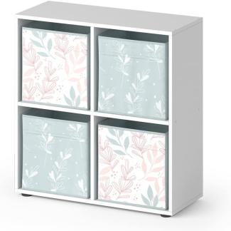 Vicco Raumteiler Würfelregal Standregal Tetra Weiß Faltbox Wohnzimmer Regal 73x72 cm modern Ablage 4 Fächer Dekoregal Ordnerregal Aufbewahrung