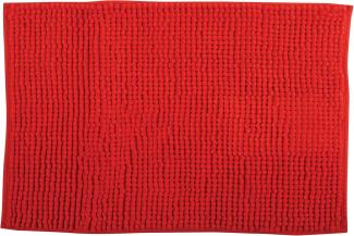 MSV Badteppich Badvorleger Duschvorleger Chenille Hochflor Badematte 50x80 cm – Rot