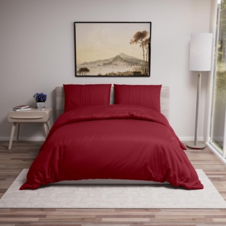 Dreamzie - Bettwäsche 220x240 Set Burgunderrot – Bettbezug mit 2 Kissenbezug 65x65 – Mikrofaser Weich & Pflegeleicht - Oeko-Tex