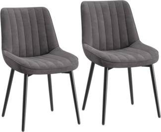 COLAMY Samt Esszimmerstühle 2er Set – Gepolsterte Stühle für Esszimmer & Küche mit Metallbeinen, Dickem Sitzpolster & Rutschfesten Füßen, Grau