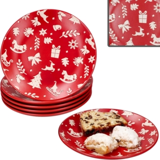 MamboCat Frühstücksteller 6er Set Advent Kuchenteller Ø20cm Rot Weihnachten Dessert Gebäck
