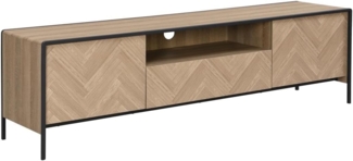 Vente-unique - TV-Möbel mit 2 Türen, 1 Schublade & 1 Ablagefach - MDF & Stahl - Holzfarben hell & Schwarz - TUMACO