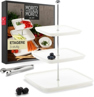 Moritz & Moritz Etagere Obst Etagere, Porzellan, (3 Etagen, 2-tlg), Perfekt als Obstschale für Obst Aufbewahrung, Muffins und Cupcakes