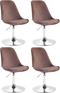 CLP 4er Set Esszimmerstühle Maverick Samt drehbar und stufenlos verstellbar,braun chrom
