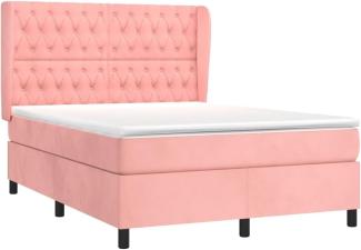 vidaXL Boxspringbett mit Matratze Rosa 140x190 cm Samt 3129392