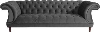 Ivette Sofa 3-Sitzer Samtvelours Anthrazit Buche Nussbaumfarben