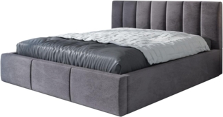 Polsterbett IGI 90x200 mit Matratze, Bettkasten und Lattenrost. Farbe: Grau 16