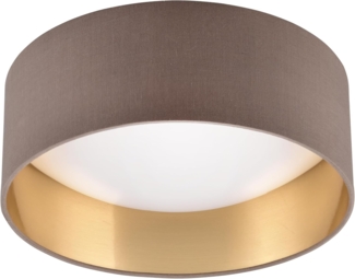 Reality Leuchten LED Deckenleuchte LOCARNO, runde LED Deckenlampe mit Stoffschirm, Ø 30 cm Höhe 11 cm, LED fest integriert, Warmweiß, 12W LED warmweiß 3000 K, 1160 Lumen, Wohnzimmer Schlafzimmer Licht