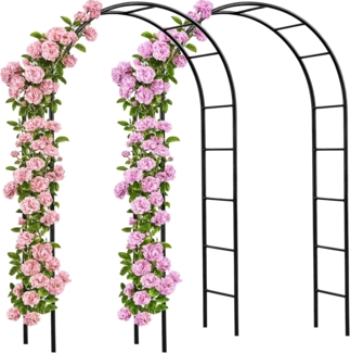 Deuba Rosenbogen Gartenbogen, 240 x 140 x 37 cm, pulverbeschichtetes Metall, 2 Rosenbogen