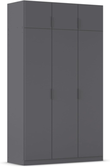 Rauch Möbel Lagoa, Kleiderschrank, Garderobe für Schlafzimmer, Kinderzimmer, Jugendzimmer 6-türig, mit Zubehör Classic, Farbe Grau metallic, Schwarz, Breite 136