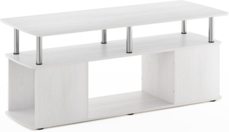 Furinno JAYA Utility Design Couchtisch, Weiße Eiche/Chrom, 48 (D) x 119.9 (W) x 51.1 (H) cm