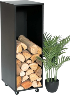 DanDiBo Kaminholzregal Innen Metall Schwarz Kaminholzständer 85 cm mit Rollen 96359 Kaminholzwagen Holzkorb Kaminholzhalter Holzregal
