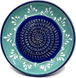 Kaladia Multireibe Reibeteller in türkis und blau, Keramik, handbemalte Küchenreibe - Made in Spain