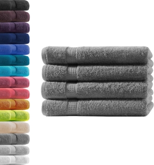 4X Handtuch | Anthrazit | 100% Baumwolle Frottier | Oeko-TEX® Standard 100 | Premium Qualität 500 g/m²