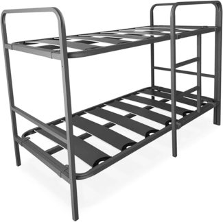 Homey Verstärktes Etagenbett, komplett mit Metallgeländer und Leiter, Struktur von 40x30 mm, mit Breiten Latten gegen Lärm, 90x190 cm