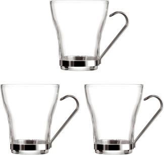 Satz von Kaffeetassen Quid Durchsichtig Stahl Glas (250 ml) (3 Stück)