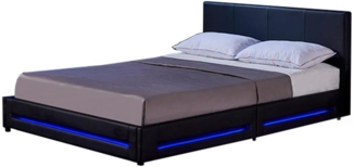 Home Deluxe Polsterbett mit LED-Beleuchtung 'ASTEROID' Schwarz 180x200 cm, ohne Matratze
