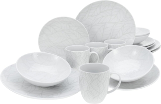 CreaTable 25868 Kombiservice Home für 4 Personen, Porzellan, weiß (1 Set, 16-teilig)
