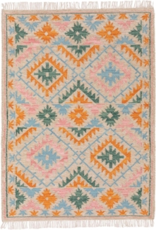 benuta Teppich Zohra, rechteckig, Höhe: 5 mm, Wolle, handgewebt, Kelim, Ethno-Style, Wohnzimmer