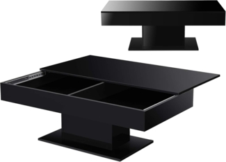 en.casa 'Lünen' Couchtisch mit 2 Staufächern, Spanplatte schwarz, 110x60 cm