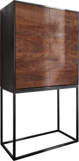 Highboard Vaag 80x150 cm Sheesham Natur Mango Schwarz Metall Schwarz 2 Türen