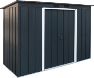 Duramax ECO 8x4 (2.85 m²) Metallgerätehaus mit Steildach, Gartenhaus aus feuerverzinktem Metall - Geräteschuppen, robuste und verstärkte Dachkonstruktion, wetterfester Metallschuppen, Anthrazit