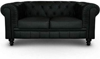 Menzzo Grand Canapé Chesterfield 2-Sitzer Sofa Schwarz