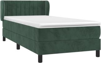 vidaXL Boxspringbett mit Matratze Dunkelgrün 90x190 cm Samt 3127586