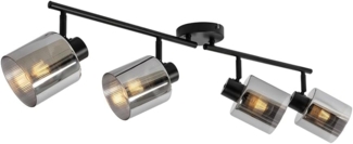 Qazqa LED Aufbaustrahler Laura, ohne Leuchtmittel, E27, Grau, Art Deco, Glas, 4-flammig