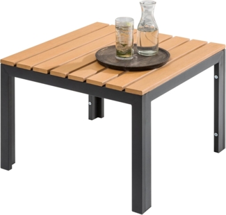 riess-ambiente Gartentisch ORLANDO LOUNGE 60cm anthrazit / natur · wetterfester Beistelltisch (Einzelartikel, 1-St), Metall · Terrasse · Balkon · Outdoor · Modern Design · Gartentisch