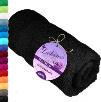 Lashuma Duschtuch Linz, Frottee (1-St), Modernes Duschtuch schwarz 70x140 cm