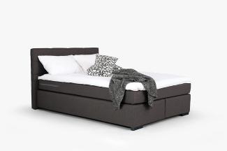 Mivano Beast Boxbett, Komfortables Bett mit Durchgehender Matratze (H3) und Topper, Flachgewebe Karoo Dunkelgrau, Liegefläche 180x200 cm